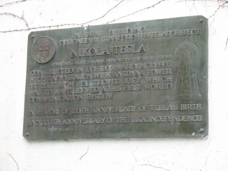 Commemorating plaque at Tesla's Wardenclyffe laboratory
