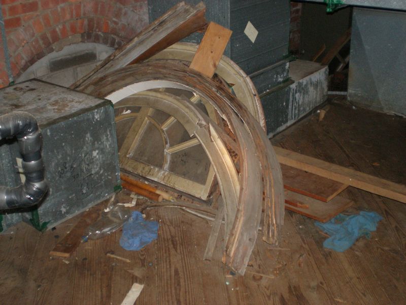 Wooden window frames in Tesla's Wardenclyffe laboratory